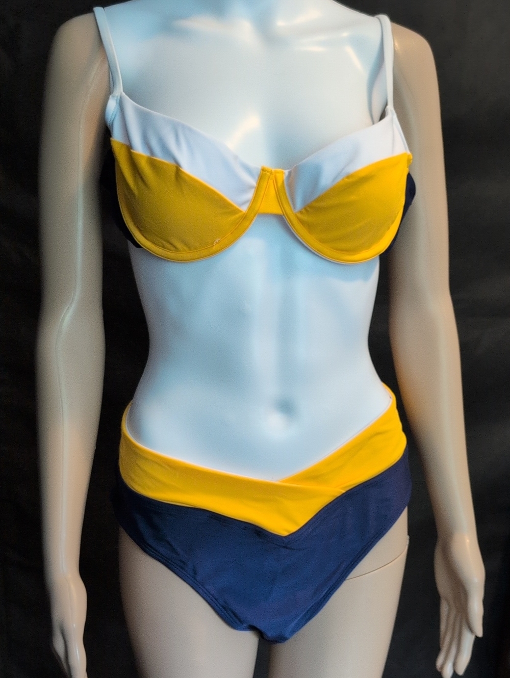 Cupshe Women’s Two-Piece Colorblock Bikini — Yellow & Navy